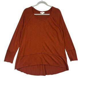 Style & Co Exposed Seam Long Sleeve Slub Knit Casual Top Sz M